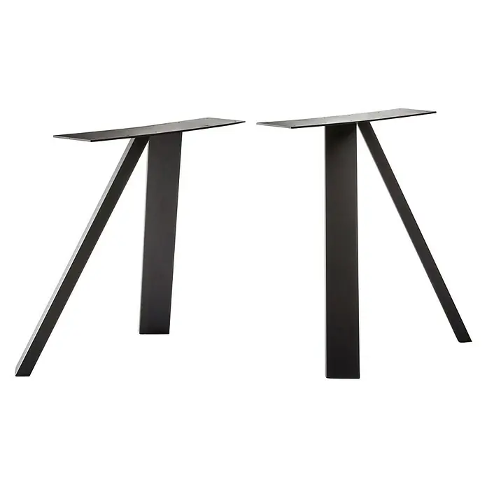 Pur Iternal Black Edition Tischbein - 700 x 374 x 723 mm, Schwarz, V-Form, Passend für: Tischplatten Breite 80 – 90 cm, 2 Stk. - Zwei moderne, schwarze Tischbeine aus Metall mit einer flachen Montageplatte für eine einfache Tischbefestigung.