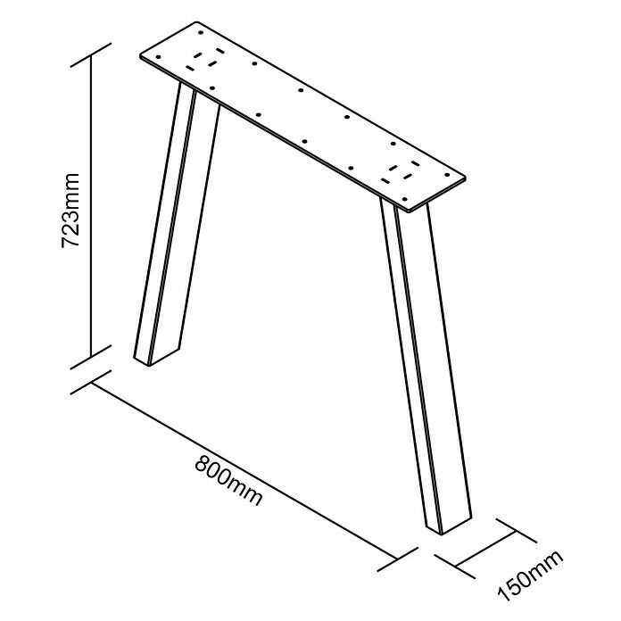 Pur Iternal Black Edition Tischbein800 x 150 x 723 mm, Schwarz, U-Form, Passend für: Tischplatten Breite 80 – 90 cm, 2 Stk. Sketch