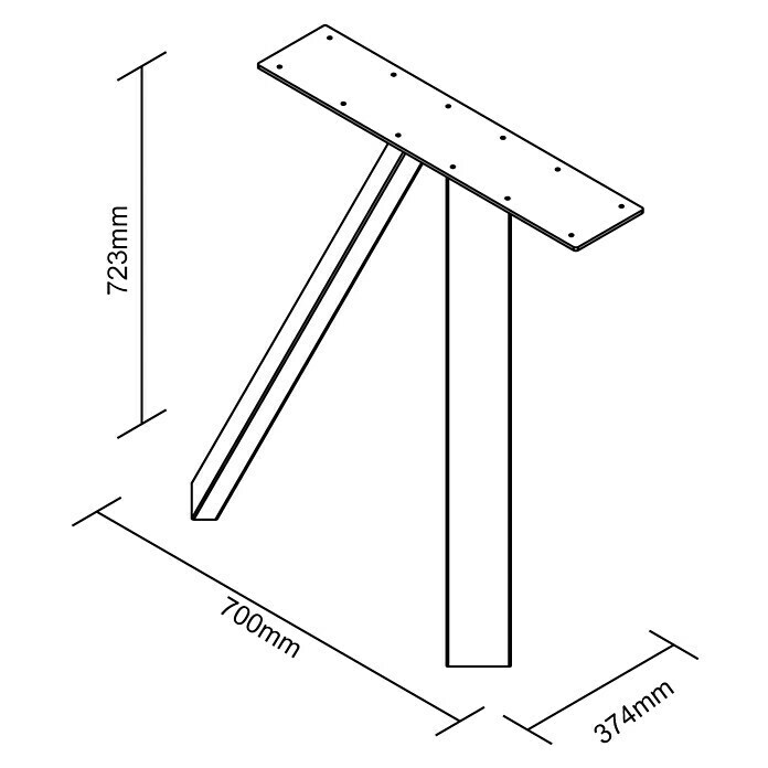 Pur Iternal Black Edition Tischbein700 x 374 x 723 mm, Schwarz, V-Form, Passend für: Tischplatten Breite 80 – 90 cm, 2 Stk. Sketch