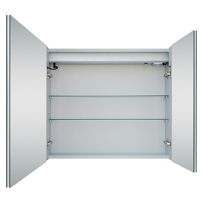 Led-spiegelkast Aluminio Sun (b x h: 80 x 70 cm, Met verlichting, Aluminium)