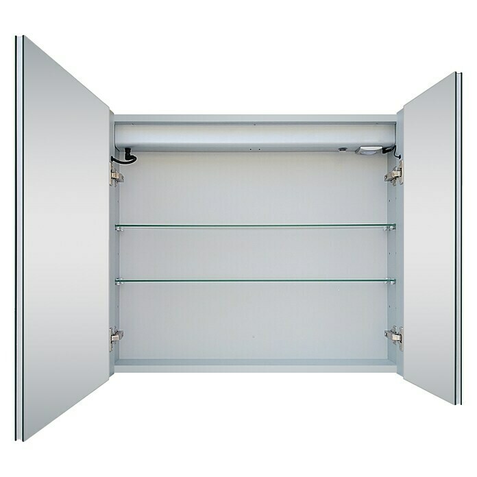 DSK LED-Spiegelschrank Aluminio SunB x H: 80 x 70 cm, Mit Beleuchtung, Aluminium Front View