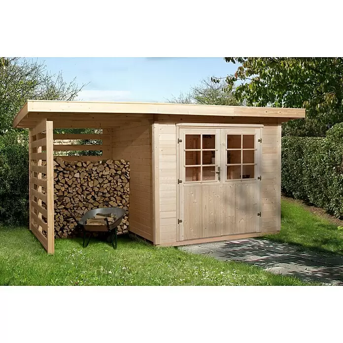 Finnwood Gartenhaus Jesper 1 by WEKA - Außenmaß inkl. Dachüberstand (B x T): 430 x 280 cm, Holz, Natur, 8,04 m² - Stimmungsaufnahme