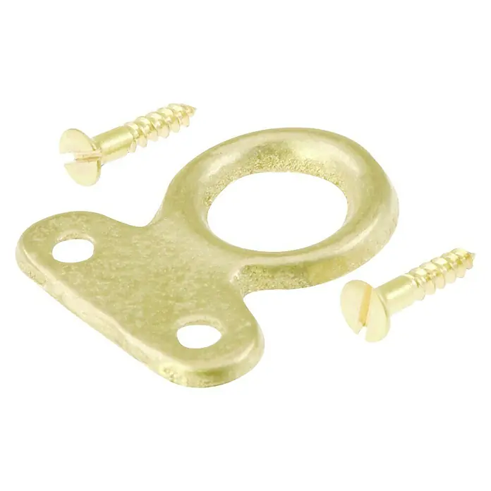 Bildaufhänger - L x B: 24 x 20 mm, Messing, 2 Stk. - Nahaufnahme eines goldenen Bilderhaken-Sets mit zwei Schrauben, ideal zum Aufhängen von Bildern und Dekorationsgegenständen.