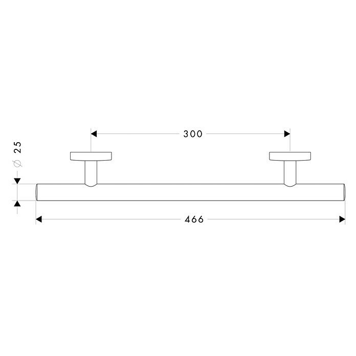 Hansgrohe Logis WannengriffBreite: 46,6 cm, Chrom, Glänzend Sketch