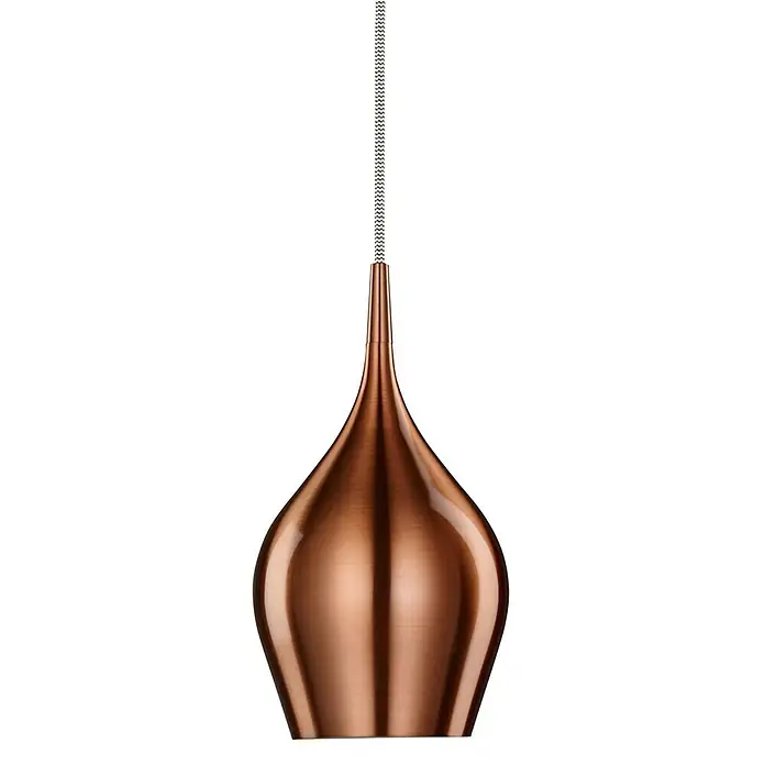 Searchlight Pendelleuchte Vibrant - 40 W, L x B x H: 12 x 12 x 142 cm, Kupfer, E14, 120 mm - Elegante Pendelleuchte in Kupferoptik. Die Lampe hat eine einzigartige Form und hängt an einem stilvollen Kabel. Perfekt für modernes Design.