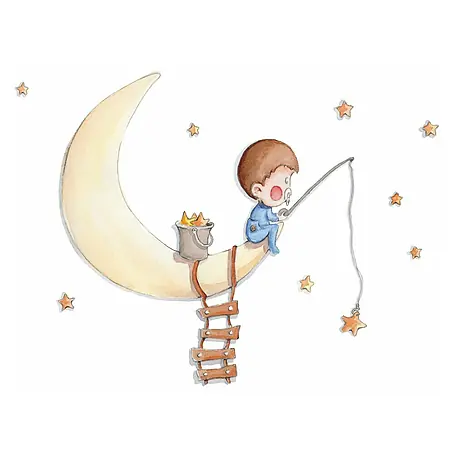 Vinilo de pared Pescando en la luna