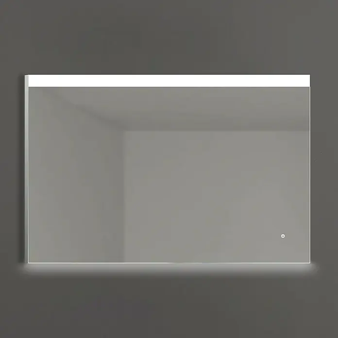 Camargue Espejo con luz Cies - 120 x 80 cm - Un espejo de baño rectangular iluminado con LED que presenta un diseño elegante con un botón táctil para el control del brillo.