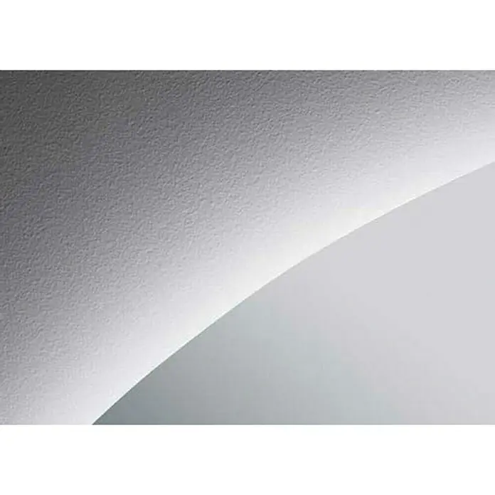 Camargue Espejo con luz Siro - Diámetro: 100 cm - Primer plano de una superficie blanca curvada que muestra texturas sutiles y suaves gradientes de luz, ofreciendo una estética tranquila y minimalista.