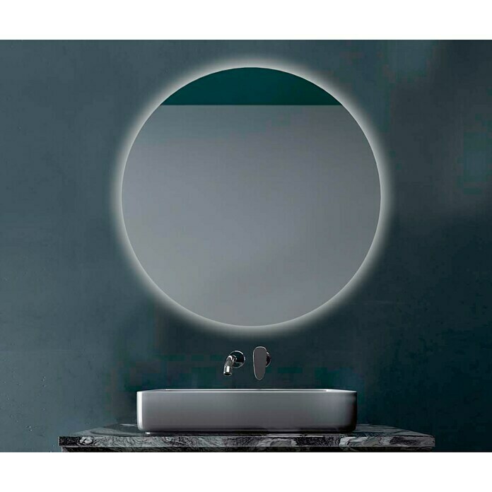 Espejo redondo con luz LED Siro (Diámetro: 70 cm)