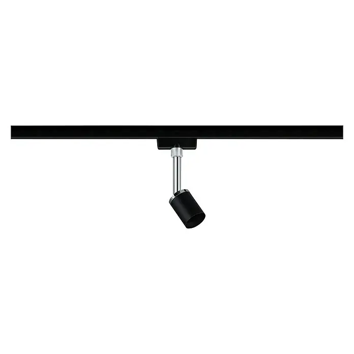 Paulmann URail Deckenstrahler Pure II - L x B x H: 6,6 x 5,8 x 15,1 cm, GU10, Schwarz - Dimmbarer LED-Strahler für die Schiene. Das Licht ist mit einem Chromstiel und einem schwarzen, zylindrischen Schirm ausgestattet.