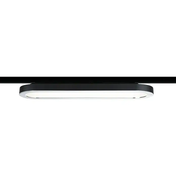 Paulmann URail Panel LED Loop - 7 W, Negro, L x An x Al: 38 x 11 x 3,5 cm - Lámpara de techo ovalada moderna con elegante carcasa negra y detalles cromados, que proporciona una iluminación brillante y uniforme. Ideal para espacios modernos.