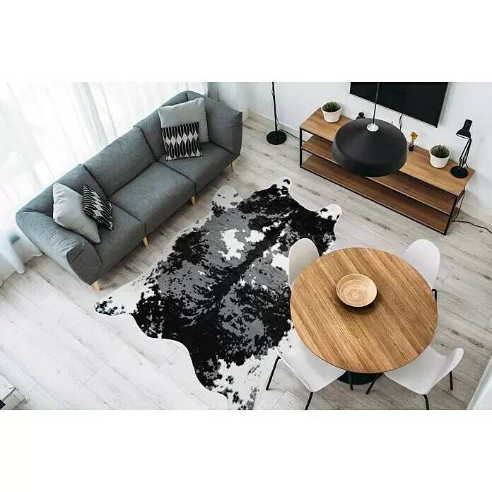 Kayoom Kunstfell Desert - Schwarz/Weiß, 230 x 160 cm, 85 % Acrylic, 15 % Polyester - Stimmungsaufnahme