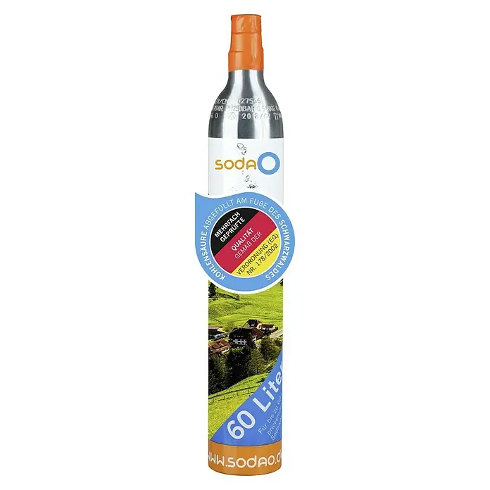 SodaO Kohlensäure-Flasche ohne Füllung* - Geeignet für: Wassersprudler - SodaStream-Zylinder: SodaStream-Zylinder für bis zu 60 Liter sprudelndes Sodawasser mit Schwarzwaldmotiv und Qualitätsgarantie.