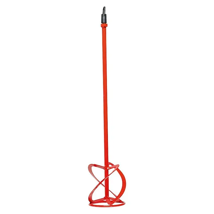Rubi Varilla mezcladora manual M-120-R 3H - Largo: 600 mm, Diámetro paleta de mezcla: 120 mm - Mezclador de mortero rojo con accesorio de mezcla en espiral para mezclar uniformemente pintura, adhesivo y otros materiales.