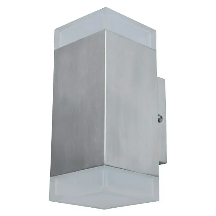 Lutec Aplique exterior LED Bilayer cuadrado - 8 W, 8 x 8 x 19 cm, Plateado, IP44 - Aplique de pared LED plateado moderno para exteriores con líneas limpias y luz brillante y agradable.