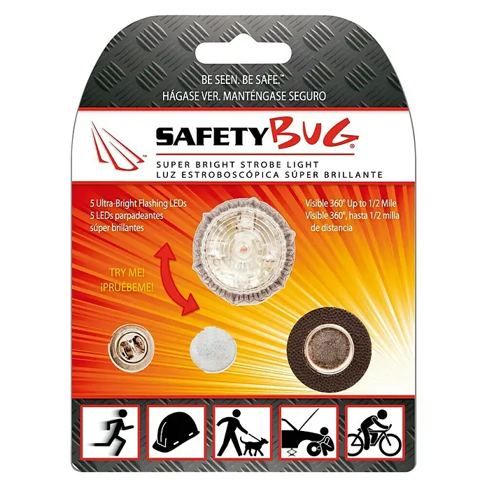 Linterna BL1 - Rojo - Embalaje de la luz estroboscópica SafetyBug con LED ultrabrillantes, visible hasta 1/2 milla, ideal para correr, ciclismo, etc.