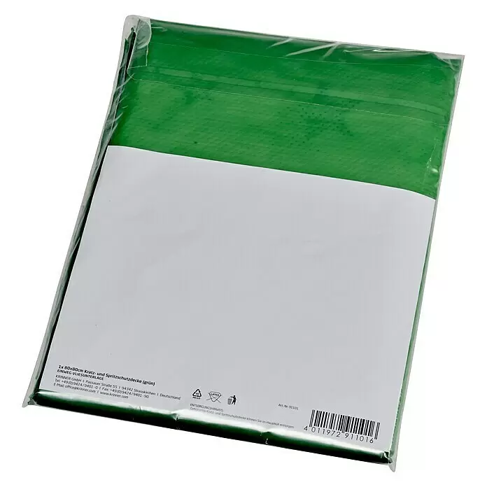 Krinner Weihnachtsbaum-Decke - Textil, Grün, Rot, Eckig - Grüne 80x80cm Einweg-Kratz- und Spritzschutzdecke aus Vlies, verpackt.