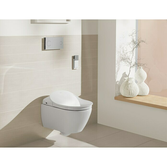 Villeroy & Boch Subway 2.0 Wand-Dusch-WC-Set mit ViClean L4 WC-SitzSpülrandlos, Mit schmutzabweisender Glasur, Spülform: Tief, WC Abgang: Waagerecht, Weiß Mood Shot