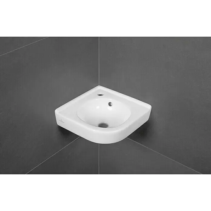 Villeroy & Boch O.novo Eckwaschbecken - 45 x 40 cm, Ohne Spezialglasur, Hahnloch: Mitte, Ohne Überlauf, Weiß - Stimmungsaufnahme