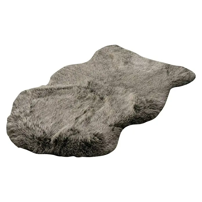 Kayoom Kunstfell Tender - Grün, 90 x 60 cm - Flauschiger grauer Teppich in Felloptik, ideal für Wohnzimmer oder Schlafzimmer, sorgt für Wärme und Komfort.