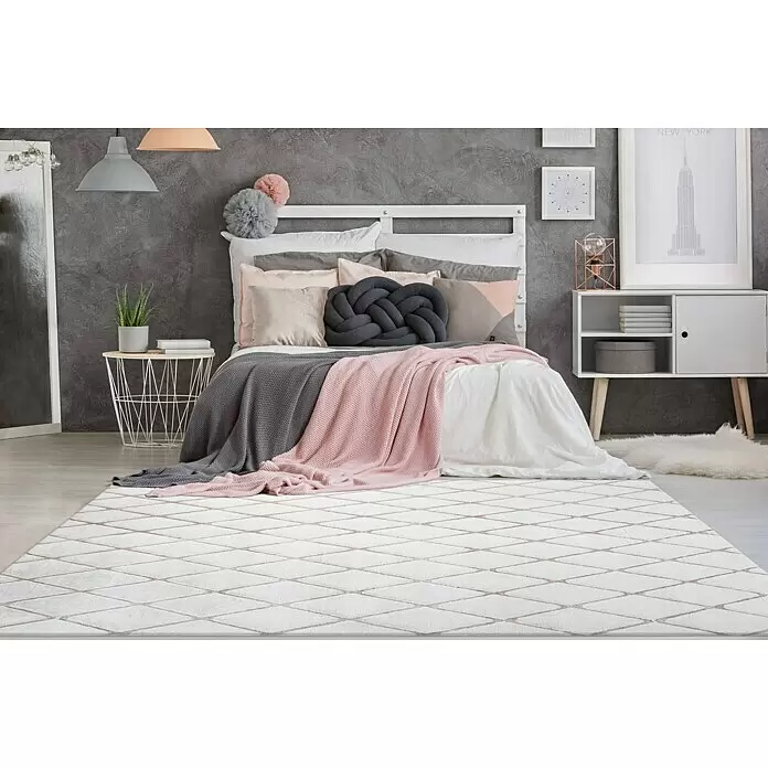 Kayoom Hochflorteppich Vivica 225 - Weiß/Rosé, 230 x 160 cm - Stimmungsaufnahme