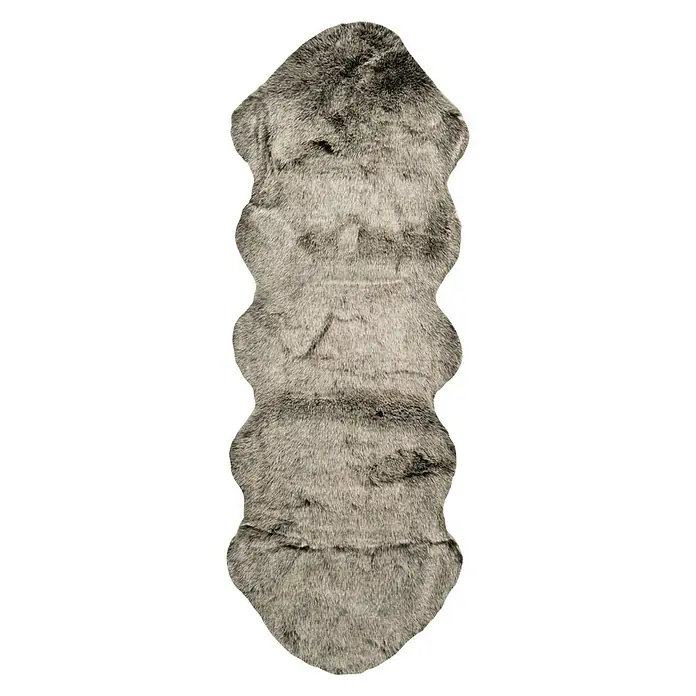 Kayoom Kunstfell Tender doppelt - Grün, 180 x 60 cm - Grauer, gewellter Teppich aus Kunstfell für eine gemütliche Atmosphäre. Ideal als Bettvorleger oder Dekoelement.