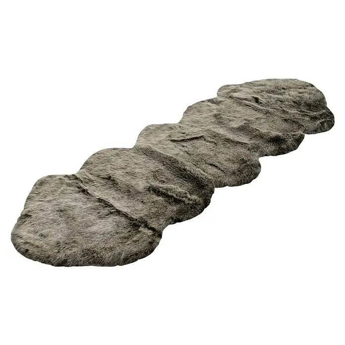 Kayoom Kunstfell Tender doppelt - Grün, 180 x 60 cm - Ein flauschiger, grauer Teppich in Form von mehreren miteinander verbundenen, abgerundeten Feldern, ideal für ein gemütliches Ambiente.