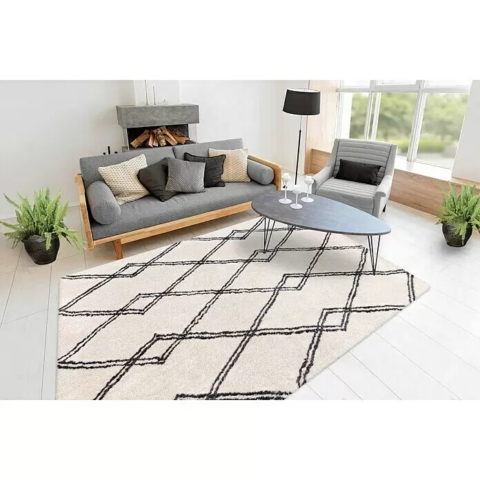Kayoom Hochflorteppich Orlando 125 - Elfenbein, 150 x 80 cm - Stimmungsaufnahme