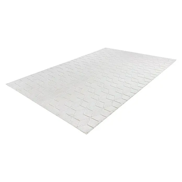 Kayoom Hochflorteppich Vivica 125 - Weiß/Creme, 160 x 120 cm - Ein stilvoller, weißer Teppich mit einem geometrischen Muster, der jedem Raum eine elegante Note verleiht. Perfekt für moderne Wohnräume.