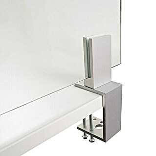 Room Plaza Klemmfuß inklusive Glashalter (80 x 40 mm, Spannweite: 65 mm, Silber, Passend für: Room Plaza Hygieneschutzglas)