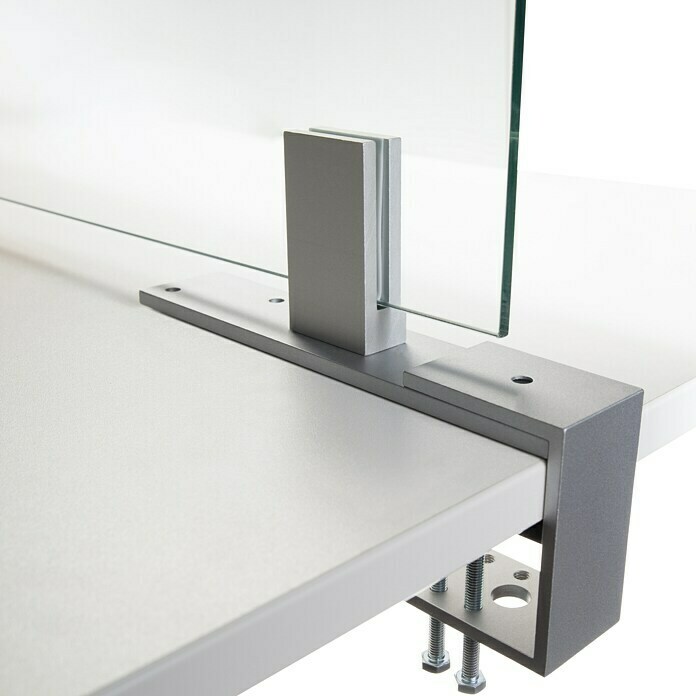 Room Plaza Klemmfuß (80 x 40 mm, Spannweite: 65 mm, Silber, Passend für: Room Plaza Hygieneschutzglas)