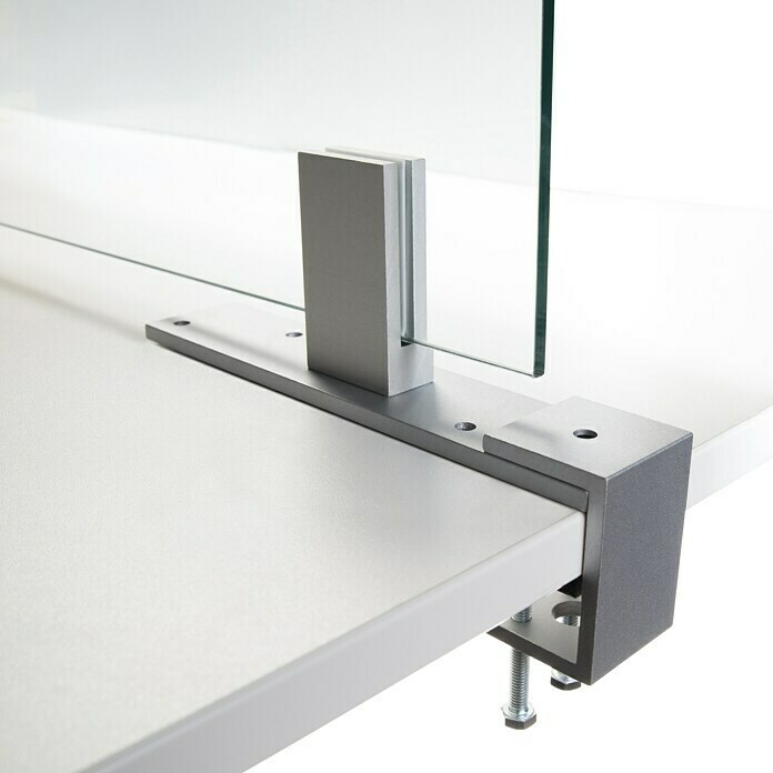 Room Plaza Klemmfuß (60 x 40 mm, Spannweite: 45 mm, Silber, Passend für: Room Plaza Hygieneschutzglas)