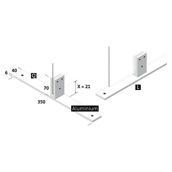 Room Plaza Standfuß (350 x 40 mm, Silber, Passend für: Room Plaza Hygieneschutzglas)