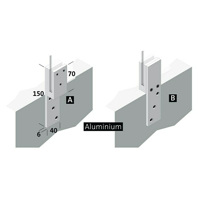 Room Plaza Thekenhalter (150 x 40 mm, Silber, Passend für: Room Plaza Hygieneschutzglas)