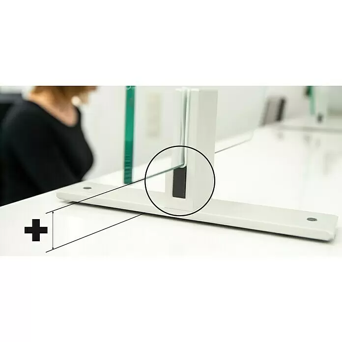 Room Plaza Abstands-Set - 40 x 25 x 8 mm, Passend für: Room Plaza Standfuß & Thekenhalter aus Aluminium - Detailaufnahme