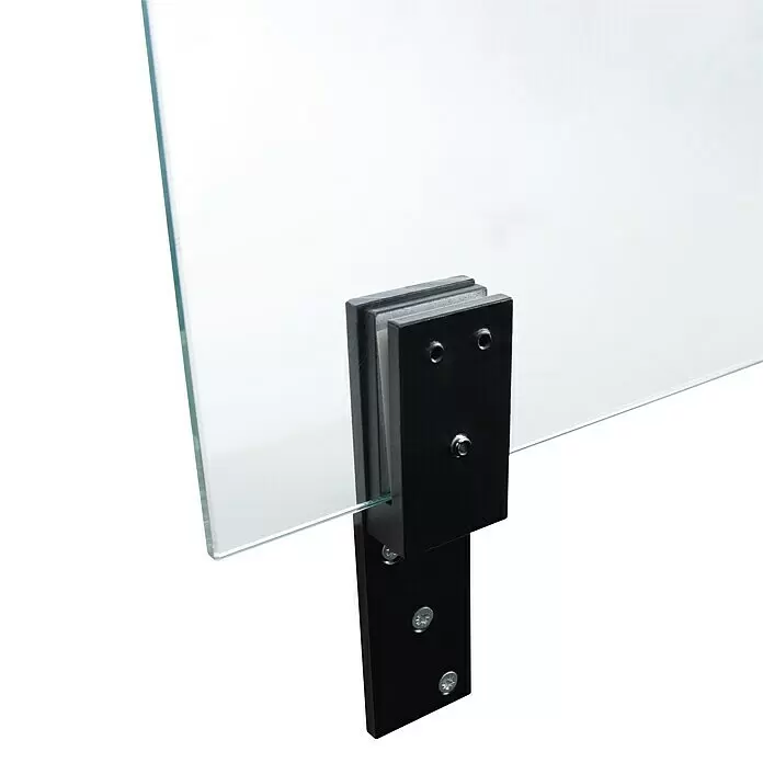 Room Plaza Thekenhalter - 150 x 40 mm, Schwarz, Passend für: Room Plaza Hygieneschutzglas - Detailaufnahme