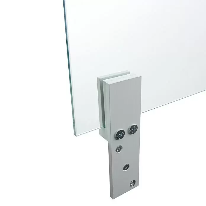 Room Plaza Thekenhalter - 150 x 40 mm, Lichtgrau, Passend für: Room Plaza Hygieneschutzglas - Detailaufnahme