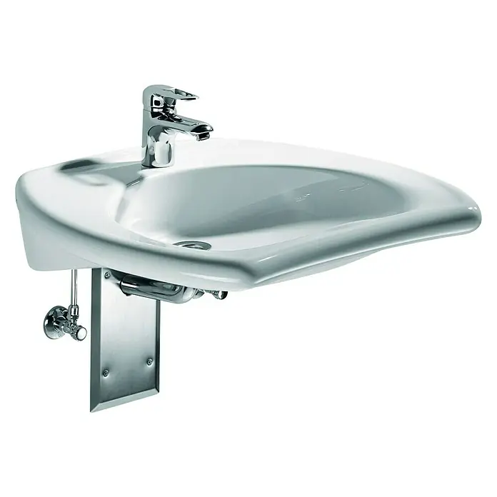 Geberit Vitalis Waschtisch - 65 x 60 cm, Ohne Spezialglasur, Hahnloch: Ohne, Mit Überlauf, Weiß - Elegantes Waschbecken-Design mit Chromarmatur und schlanker Wandhalterung. Ideal für moderne Badezimmer.