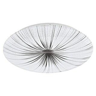Eglo LED-Deckenleuchte rund Nieves (24 W, Ø x H: 410 mm x 6,5 cm, Weiß, Silber, Warmweiß)