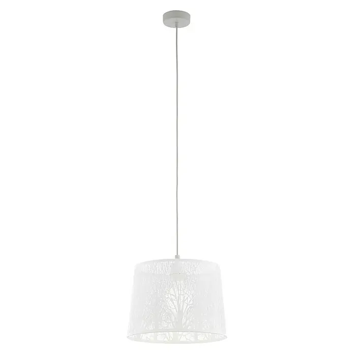 Eglo Hambleton Pendelleuchte rund HAMBLETON - Höhe: 110 cm - Eine stilvolle weiße Hängelampe mit einem dekorativen Baumdesign, ideal für moderne Wohnräume.