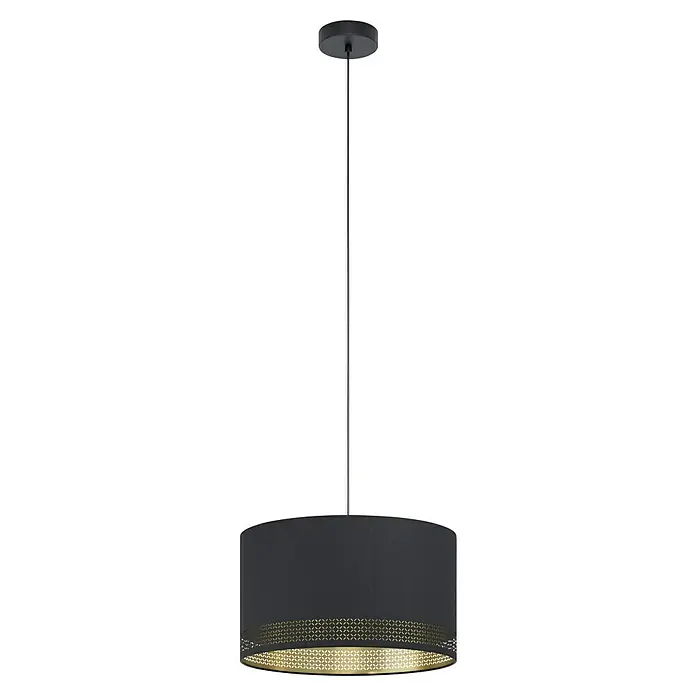 Eglo Esteperra Pendelleuchte rund - 60 W, Ø x H: 38 x 110 cm, Schwarz/Gold, E27, 1 Stk. - Elegante Pendelleuchte mit schwarzem Schirm und goldenem Akzent, die eine stilvolle Beleuchtungslösung für moderne Interieurs bietet.