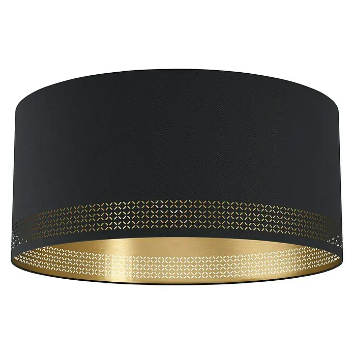 Eglo Esteperra Deckenleuchte rund - 40 W, Ø x H: 475 mm x 24 cm, Schwarz, Gold, Schwarz, E27 - Elegante schwarze Lampenschirm mit goldenem Interieur. Zeitloses Design für stilvolle Beleuchtung in jedem Raum.