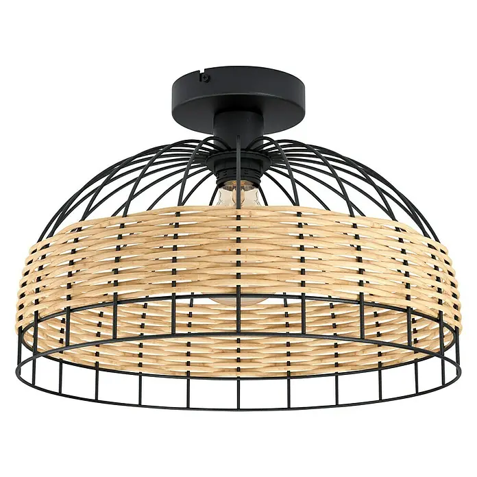 Eglo Anwick Deckenleuchte rund ANWICK - 60 W, Ø x H: 380 mm x 265 cm, Schwarz, E27 - Diese Deckenleuchte besticht durch ihr modernes Design mit einem schwarzen Metallgestell und einem gewebten Lampenschirm. Ein echter Hingucker für jeden Raum.