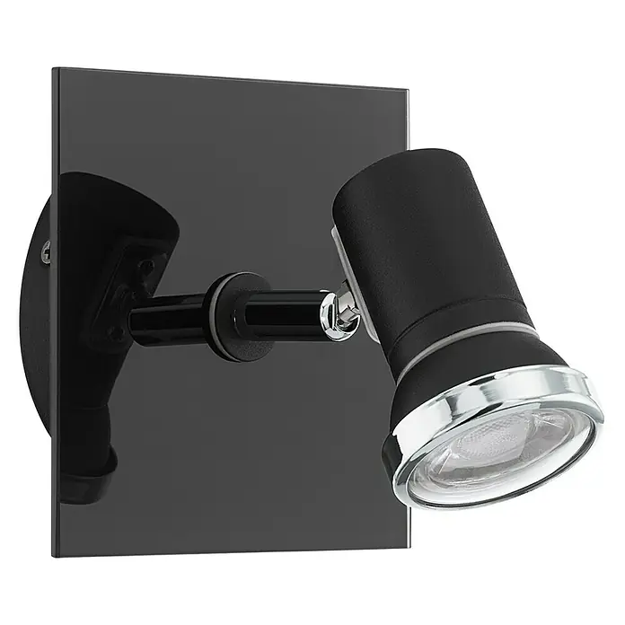 Eglo Wandstrahler Tamara 1 - 3,3 W, Schwarz, Chrom, Transparent - Eine moderne schwarze Wandleuchte mit Chromdetails, die ein elegantes Ambiente in jeden Raum bringt. Ideal für Akzentbeleuchtung.
