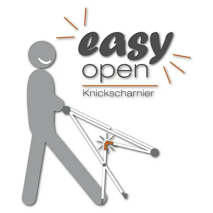 Juwel Stand-Wäscheständer SuperDry Basic Alu - Länge Wäscheleine: 11 m, L x B x H: 118 x 58 x 8,4 cm, Mint - Abbildung des Easy Open Knickscharniers, das ein einfaches Öffnen und Schließen mit optimaler Funktionalität ermöglicht.