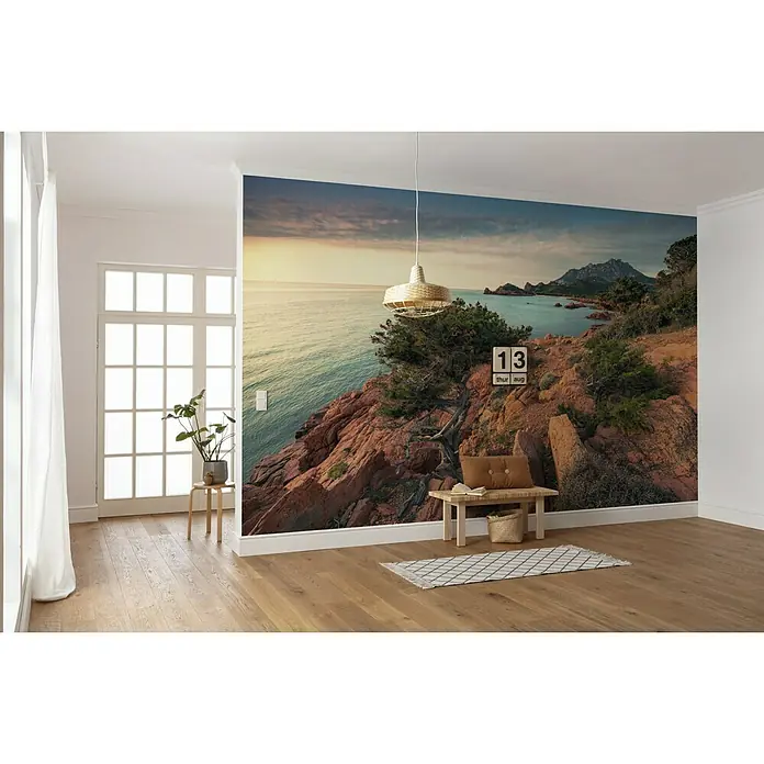 Komar Stefan Hefele Edition 2 Fototapete Paradiso II - 9 -tlg., B x H: 450 x 280 cm, Vlies - Wandbild mit Küstenlandschaft und Datum, das einen Raum schmückt und ein Gefühl von Naturverbundenheit und Ruhe vermittelt.