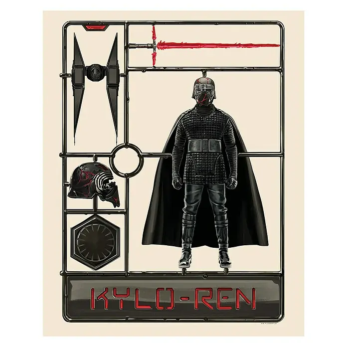 Komar Star Wars Poster Toy Kylo-Ren - Star Wars, B x H: 50 x 70 cm - Kylo Ren Modellbausatz mit rotem Lichtschwert und TIE-Jäger Teilen zum Zusammenbauen und Ausstellen.
