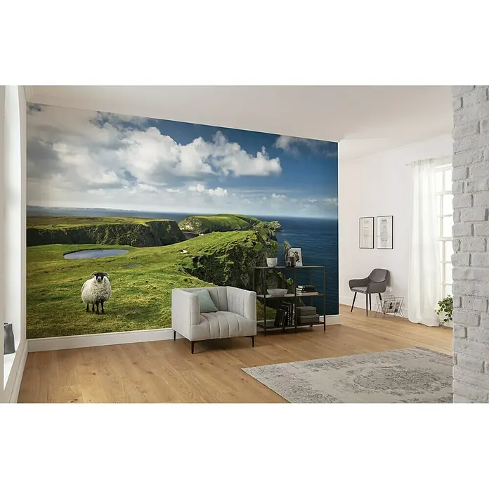Komar Stefan Hefele Edition 2 Fototapete Green Ireland - 9 -tlg., B x H: 450 x 280 cm, Vlies - Wandbild mit einer idyllischen Landschaft, das eine ruhige Atmosphäre schafft und einen Hauch von Natur in den Raum bringt.