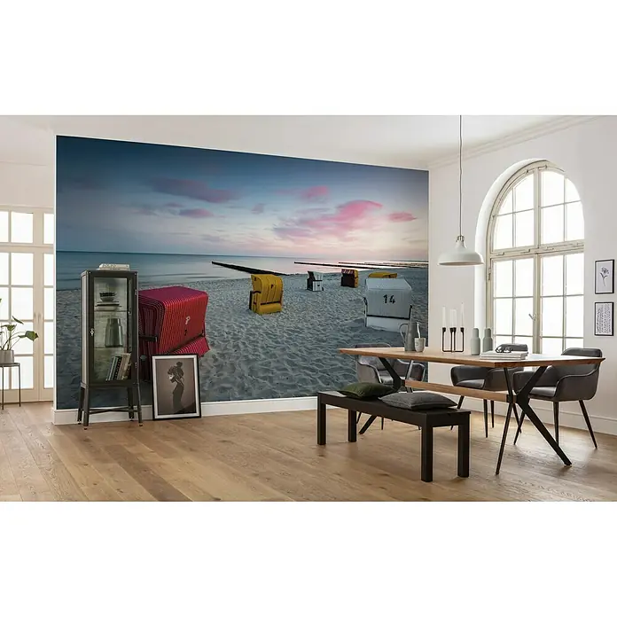Komar Stefan Hefele Edition 2 Fototapete Ostseetraum - 9 -tlg., B x H: 450 x 280 cm, Vlies - Wandbild mit Strandkörben am Strand, das eine ruhige und entspannte Atmosphäre in den Raum bringt.\n