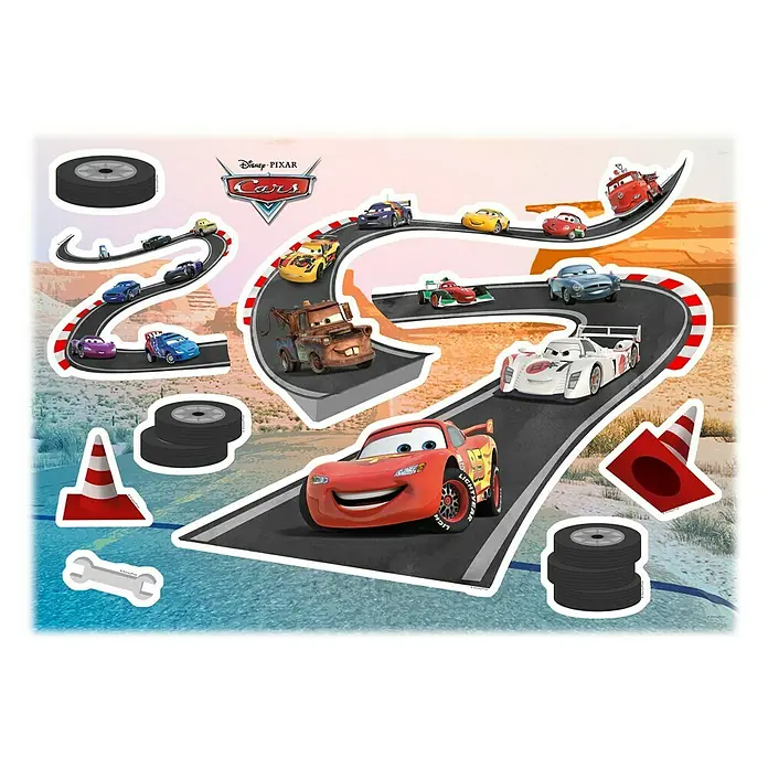 Komar Disney Edition 4 Dekosticker Cars Track - 9 -tlg., Bunt - Buntes Wandtattoo mit Szenen und Charakteren aus dem Disney Pixar Film "Cars", perfekt für Kinderzimmer.